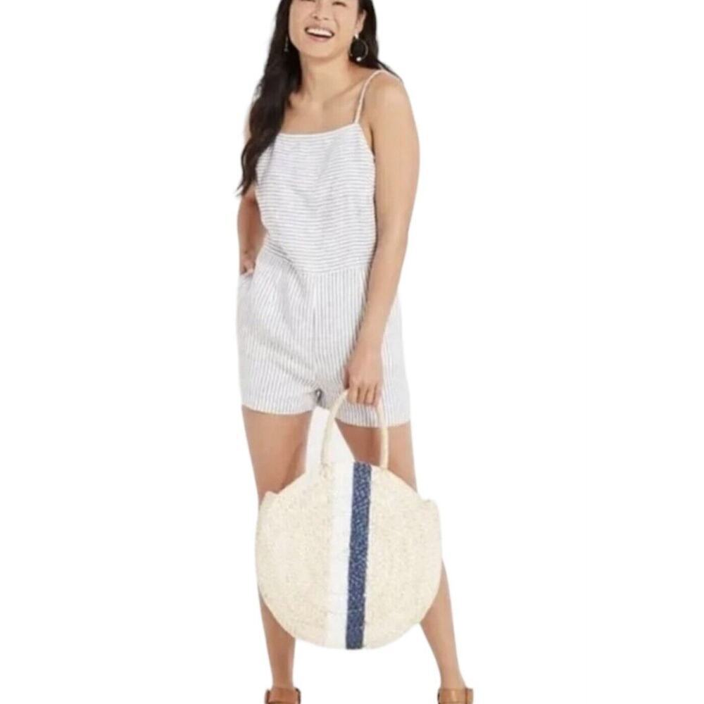 Vineyard Vines Jet Stripe Linen Romper Womens Size 6 NWT $128